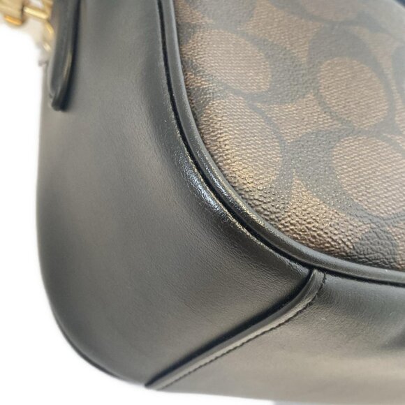 Auth COACH Signature F68168 Dark Brown Black PVC Leather - Shoulder Bag - Picture 10 of 10